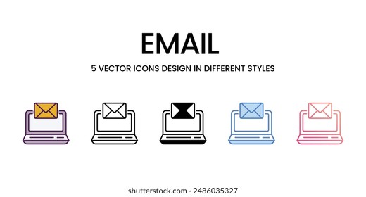Email Iconos de diferentes estilos Vector ilustración de stock
