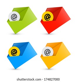 E-mail, Email Icons, Envelope Icons Set Isolated on White Background 