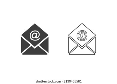 Email icons flat design or Email icons. 2 style of Email icons isolated on white background.