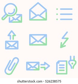 E-mail icons light blue contour