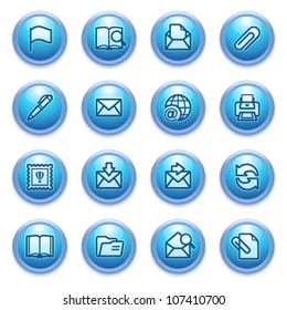 E-mail icons on blue buttons.