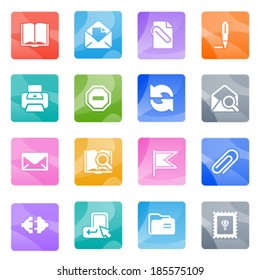 Email icons on color buttons.