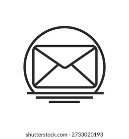 contorno de iconos de correo electrónico y estilo plano, fondo transparente