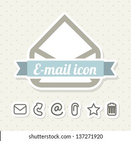 email icons over beige background. vector illustration