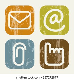 email icons over beige background. vector illustration