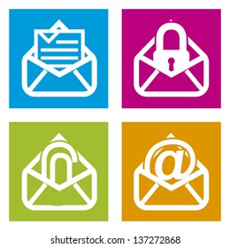 email icons over squares background. vector illustration