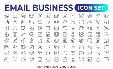 Email icons Pixel perfect. Send, message, internet Set of thin line web icon set, simple outline icons collection, Pixel Perfect icons, Simple vector illustration.
