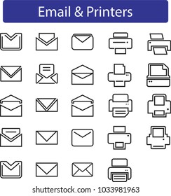 email icons, printer icons