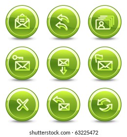 E-mail icons set 1, green circle glossy buttons