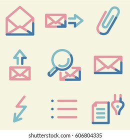 E-mail icons set 2, color contour series