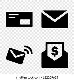 Email icons set. set of 4 email filled icons such as envelop, mail