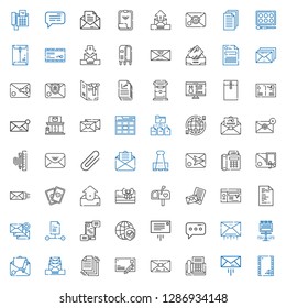 email icons set. Collection of email with envelope, message, fax, mail, postcard, files, billboard, internet, communications, file, website. Editable and scalable email icons.