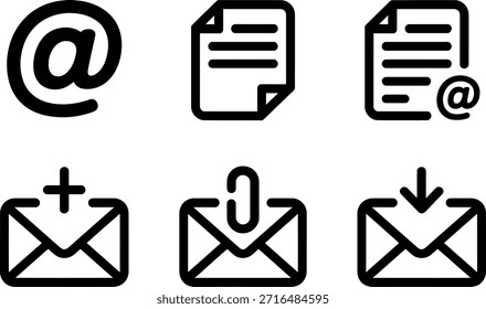 Iconos de correo electrónico establecidos para la comunicación y la mensajería