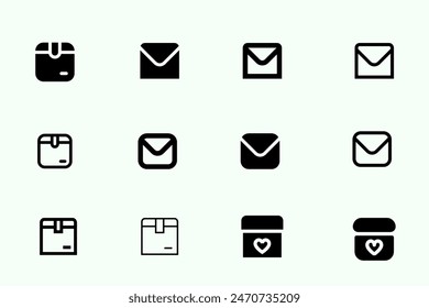 Email icons set. email filled and outline icons such as mail, love letter, envelope, letter, envelop, envelope.