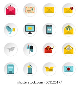 Email icons icons set. Flat illustration of email icons 16 vector icons for web