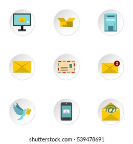 E-mail icons set. Flat illustration of 9 e-mail vector icons for web
