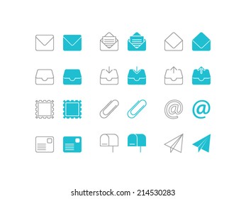 Email Icons set in flat and line style
