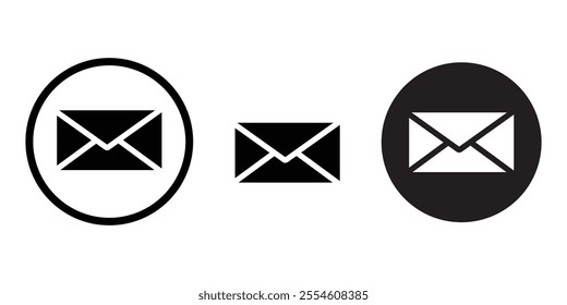 email icons set. email icon in three different styles. vector illustration on a transparent background		