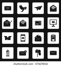 Email icons set in simple style. Postal and mailing signs set collection vector illustration