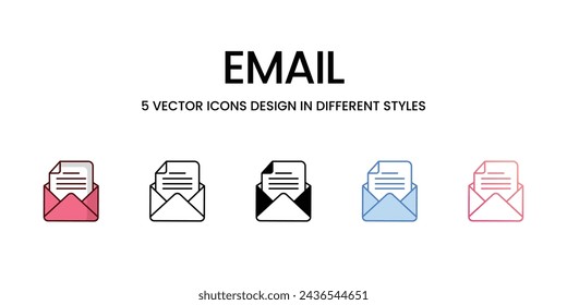 Email Icons set. Suitable for Web Page, Mobile App, UI, UX and GUI design, vector stock illustration