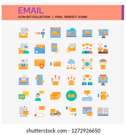 Email Icons Set. UI Pixel Perfect Well-crafted Vector Thin Line Icons. The illustrations are a vector.