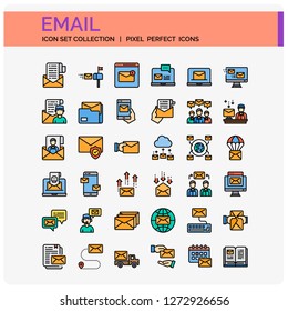 Email Icons Set. UI Pixel Perfect Well-crafted Vector Thin Line Icons. The illustrations are a vector.