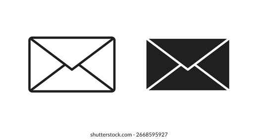 Email Icons in Simple Design Isolated on White Background