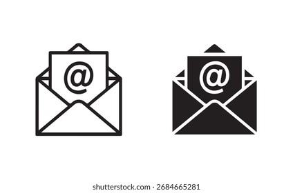 E-Mail-Symbole mit At Symbol Line-Vektorsatz