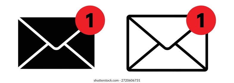 Iconos de correo electrónico con notificaciones de mensajes no leídos, Ilustración vectorial de íconos de sobre de correo electrónico, ícono de sobre de correo electrónico. Conjunto de iconos de correo electrónico. Conjunto de símbolos de correo.icono de línea de correo electrónico