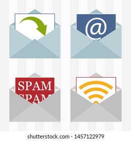 Email icons. Vector illustration of a design of a set of elements of symbols for web applications.