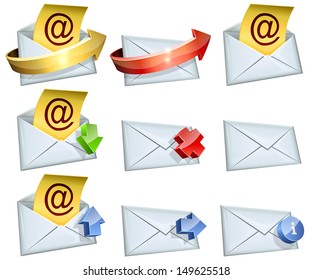 Email icons vector set isolated on white background.