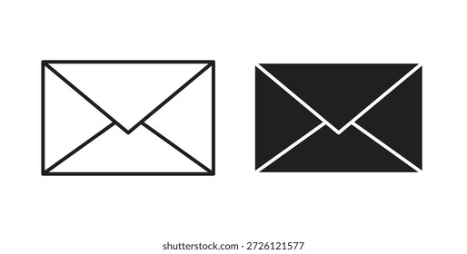 Símbolo de Vector de iconos de correo electrónico con trazo editable y versiones planas