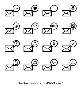 Email icons,vector set of envelope signs for web and applications