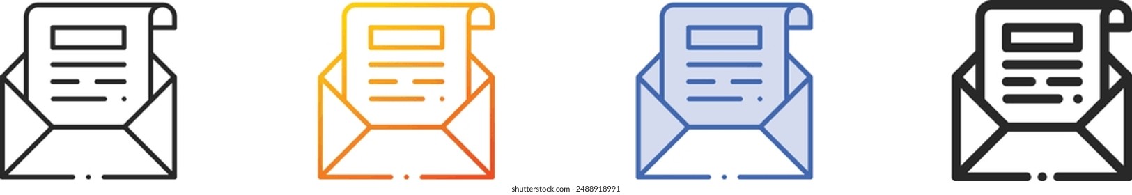 email icon.Thin Linear, Gradient, Blue Stroke and bold Style Design Isolated On White Background