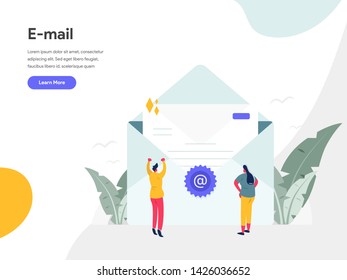 Email Illustration Concept. Modern flat design concept of web page design for website and mobile website.Vector illustration EPS 10