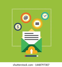 Email illustration. Sending or receiving email concept illustration. flat design. Email marketing.