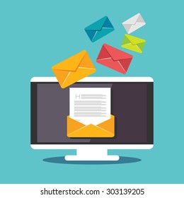 Email illustration. Sending or receiving email concept illustration. flat design. Email marketing.