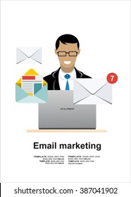 Email illustration. Sending or receiving email concept illustration. flat design. Email marketing.