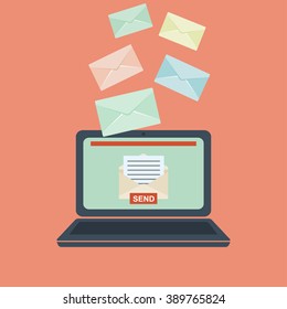 Email illustration. Sending or receiving email concept illustration. Flat design. Email marketing.