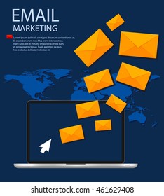 Email illustration. Sending or receiving email concept. Email marketing. Broadcast email.