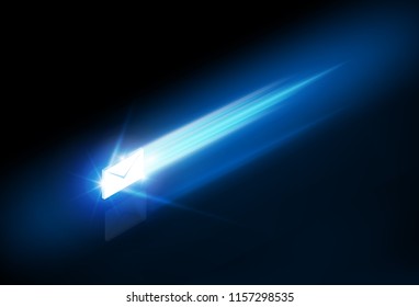 Email Inbox Electronic Communication Abstract speed movement blue arrows technology communicate background E-mail marketing and Receiving. vector illustration