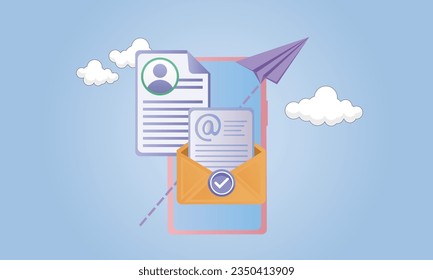Email inbox electronic communication.on blue background.Vector Design Illustration.