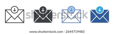 Email Inbox icon set multiple style collection