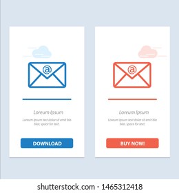 Email, Inbox, Mail  Blue and Red Download and Buy Now web Widget Card Template. Vector Icon Template background
