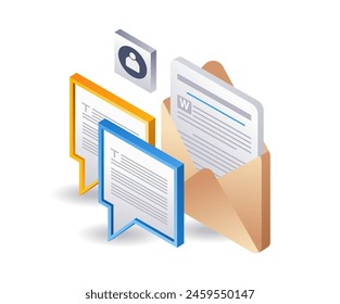 Datos de texto, infografías 3d ilustración plana isométrica