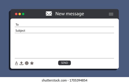 Email Interface Banner For Browser Message. Blank Device Screen. Mock Up For Your Text. Layout Email Template. Vector Stock Illustration Eps10