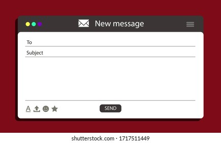 Email Interface Banner For Browser Message. Blank Device Screen. Mock Up For Your Text. Layout Email Template. Vector Stock Illustration Eps10