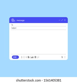 email interface. internet message, isolated frame, blank email UI design. email window vector illustration. isolated. web page mockup. Vector illustration.