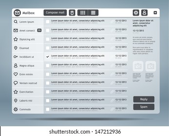 Email Interface. Website Design Template. Eps 10