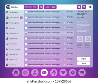 Email Interface. Website Design Template. Eps 10